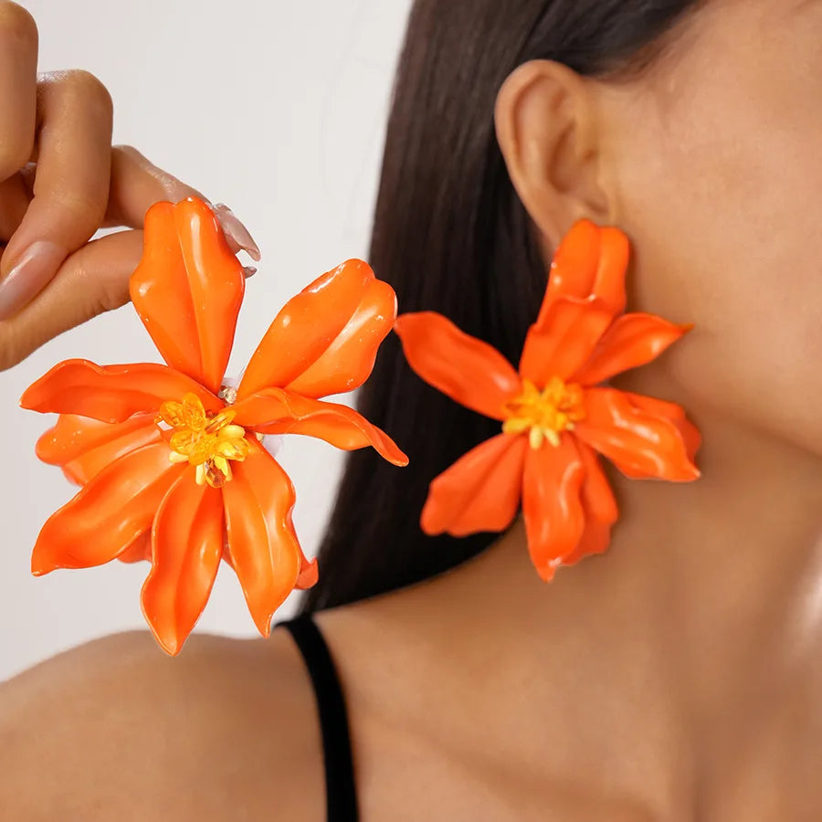 2025 New Vacation Acrylic Glass Flower Petals Silver Needle Earrings