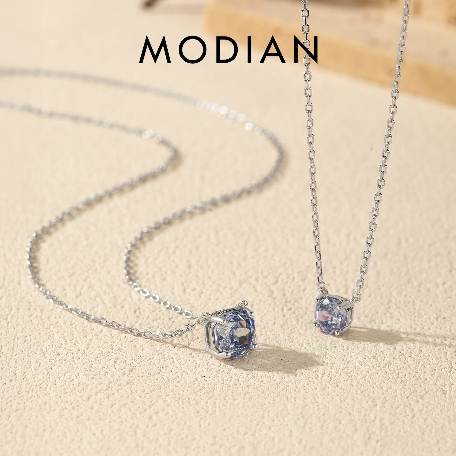 MODIAN Sparkle Tanzanite Color Necklaces 925 Sterling Silver Rose Cut Octagon Zircon Pendant Necklace For Women Fine Jewelry