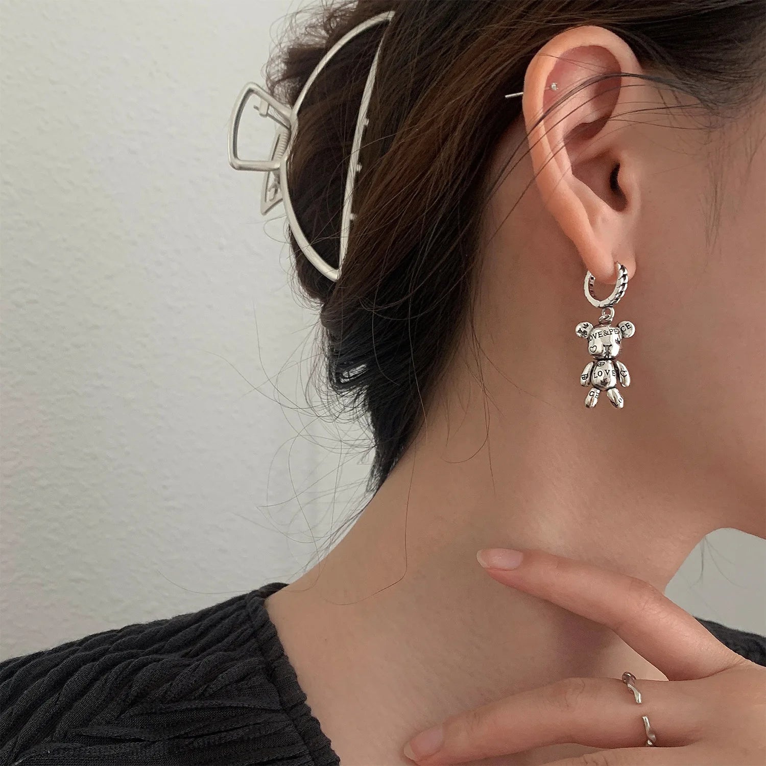 925 Sterling Silber Bär Herz Ohrringe Charm Frauen Trendy Edlen Schmuck Verhindern Allergie Party Zubehör Geschenke