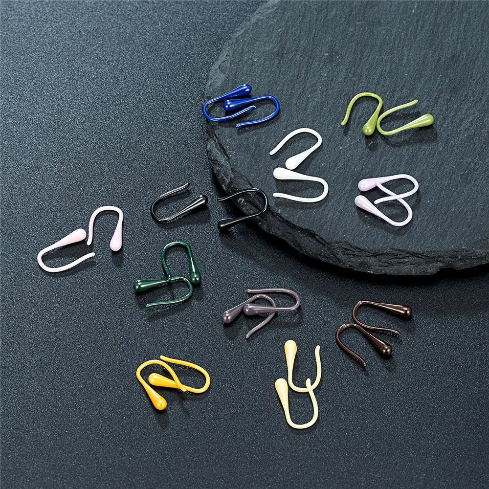 MKENDN Colored Bioceramic Ear Hook Water Drop U Shape Earrings Women Simple Temperament Ins Retro Jewelry Party Birthday Gifts