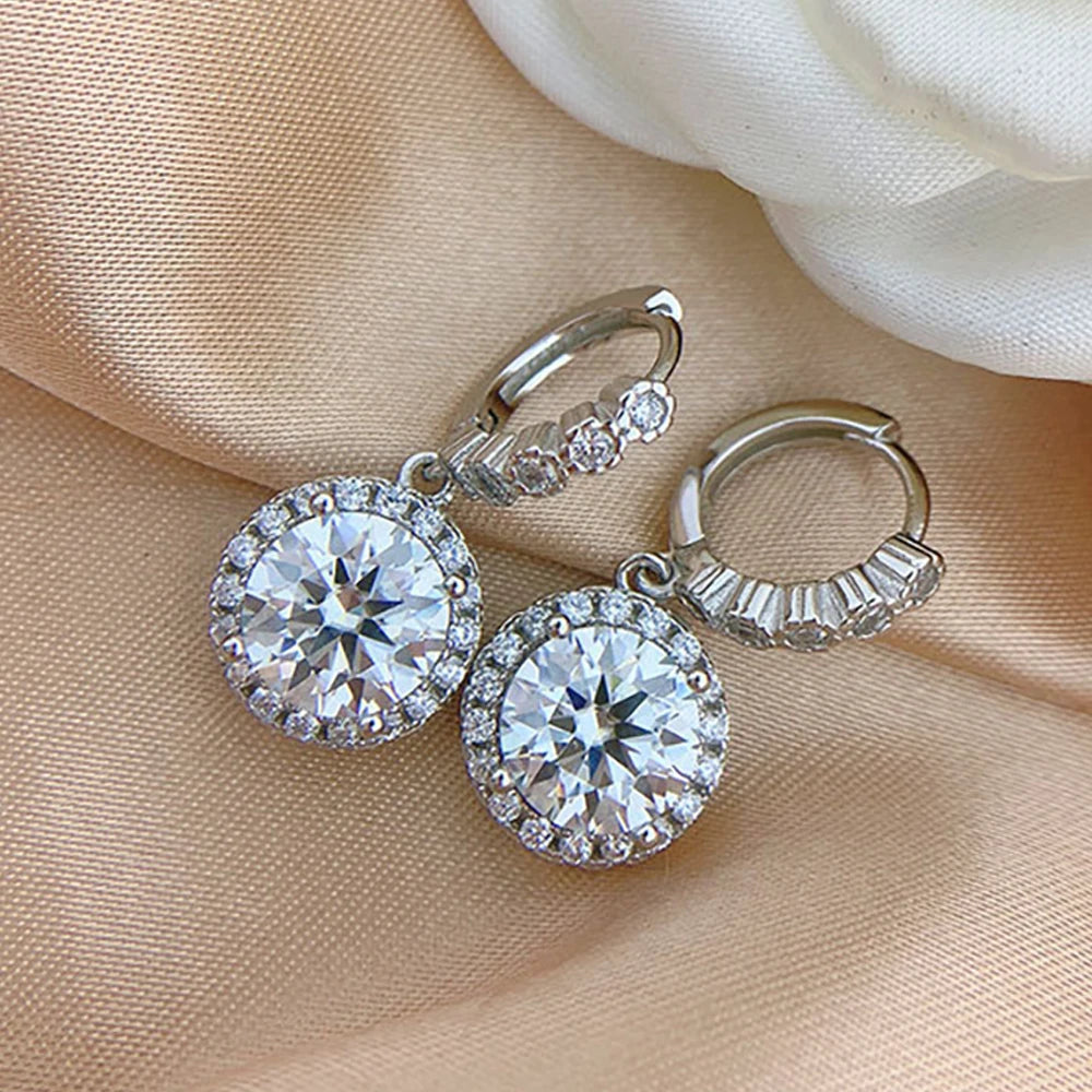 Serenity 1ct 2ct 3ct Moissanite Earrings For Women Wedding Gift S925 Sterling Silver Round Bag Drop Earrings Jewelry Plated 18K