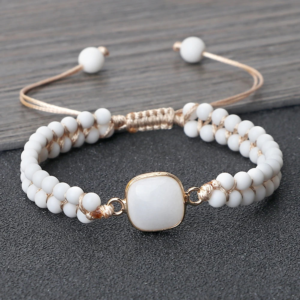 4mm Mini Natural White Howlite Stone Bracelets For Women Men Natural Stone Beads Yoga Healing Bracelets Handmade Charm Jewelry