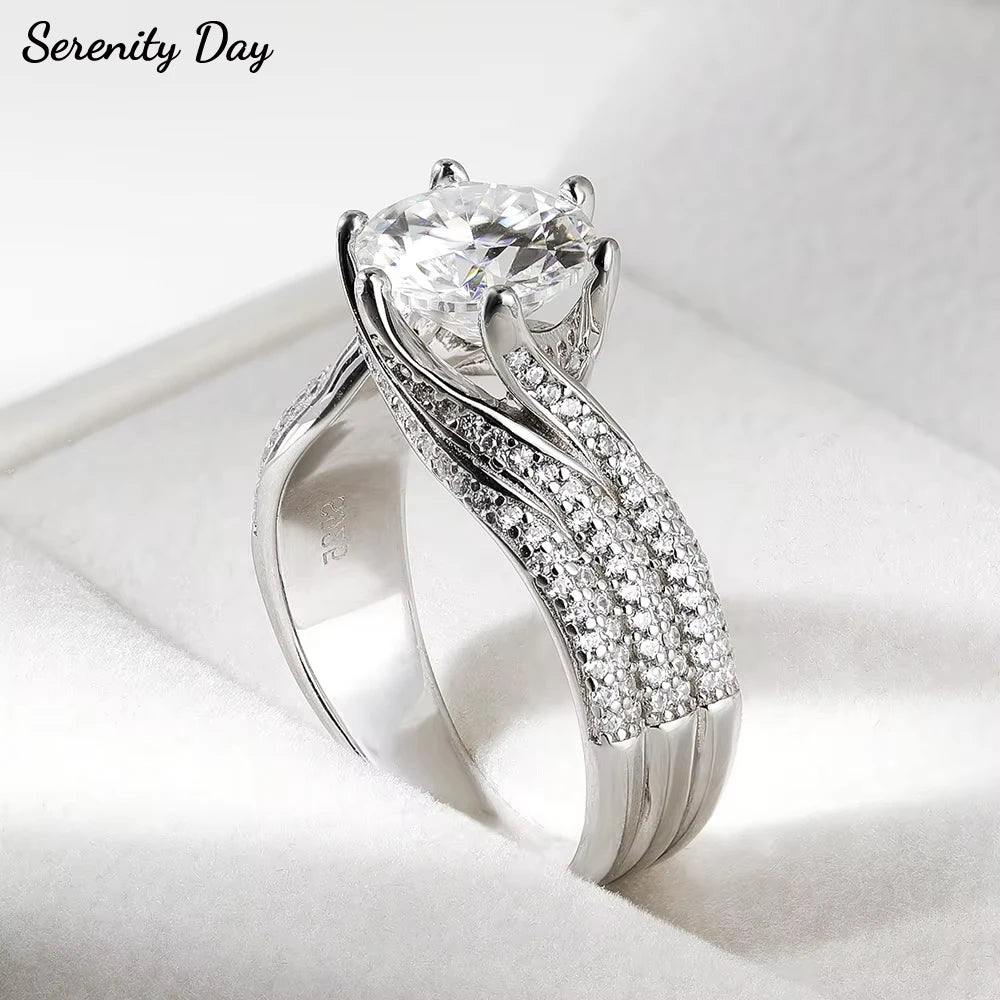 Serenity 1-5ct D Moissanite Rings for Women Wedding Bridal Gift S925 Sterling Silver Sparkling Lab Diamond Eternity Ring Jewelry