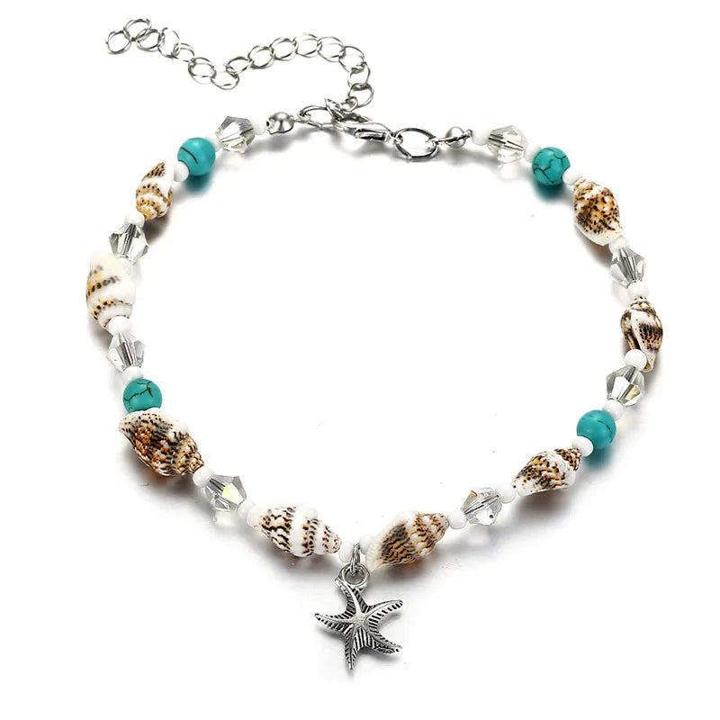 Modyle Vintage Silver Color Beads Starfish Anklets For Women Handmade Beaded Ankle Bracelet Summer Beach Foot Jewelry - Madeinsea©
