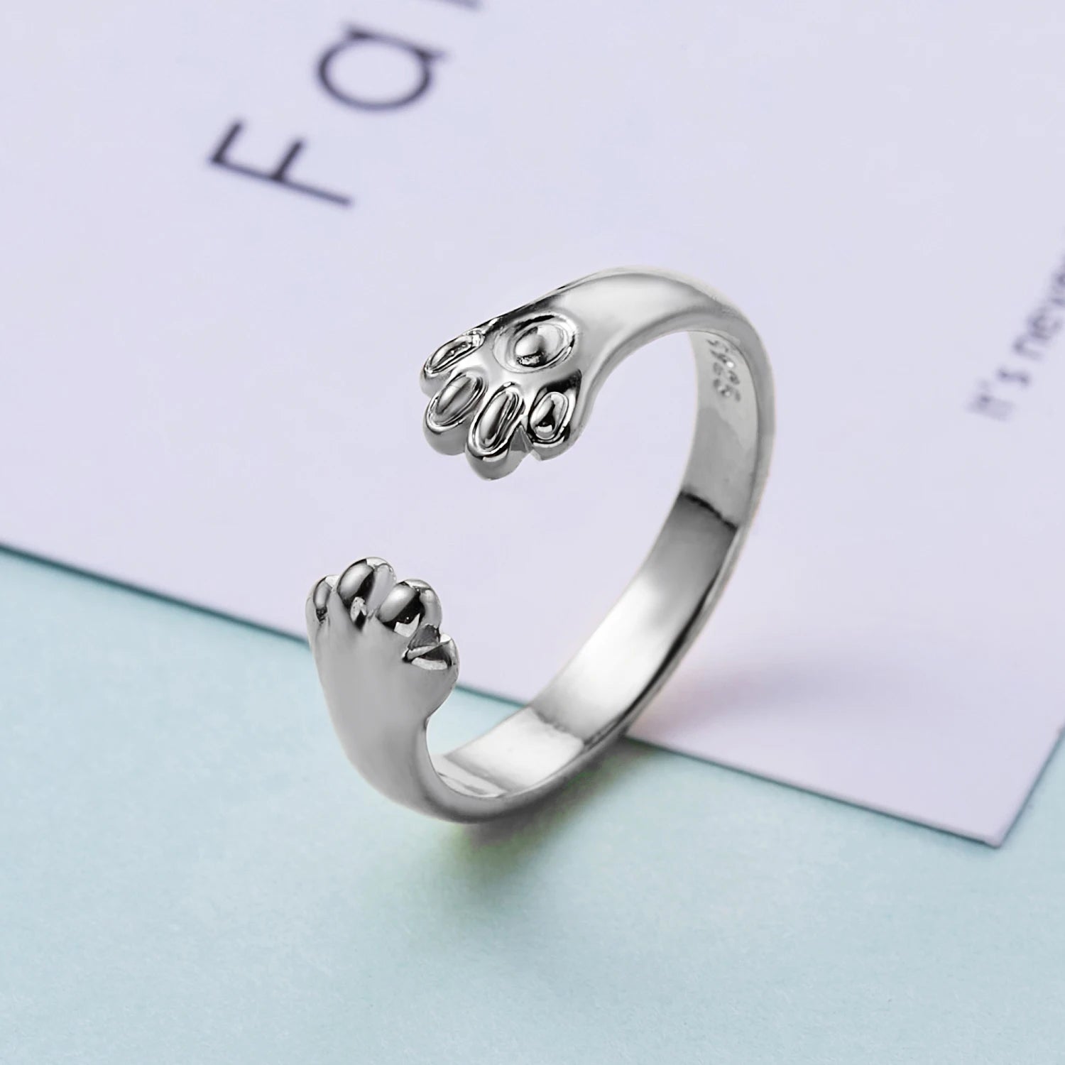 Fashion Women Finger Rings Pet Dog Paw Cat Ears Leaves Open Design Minimalist Ring Wedding Party Adjustable Ring Jewelry Gift