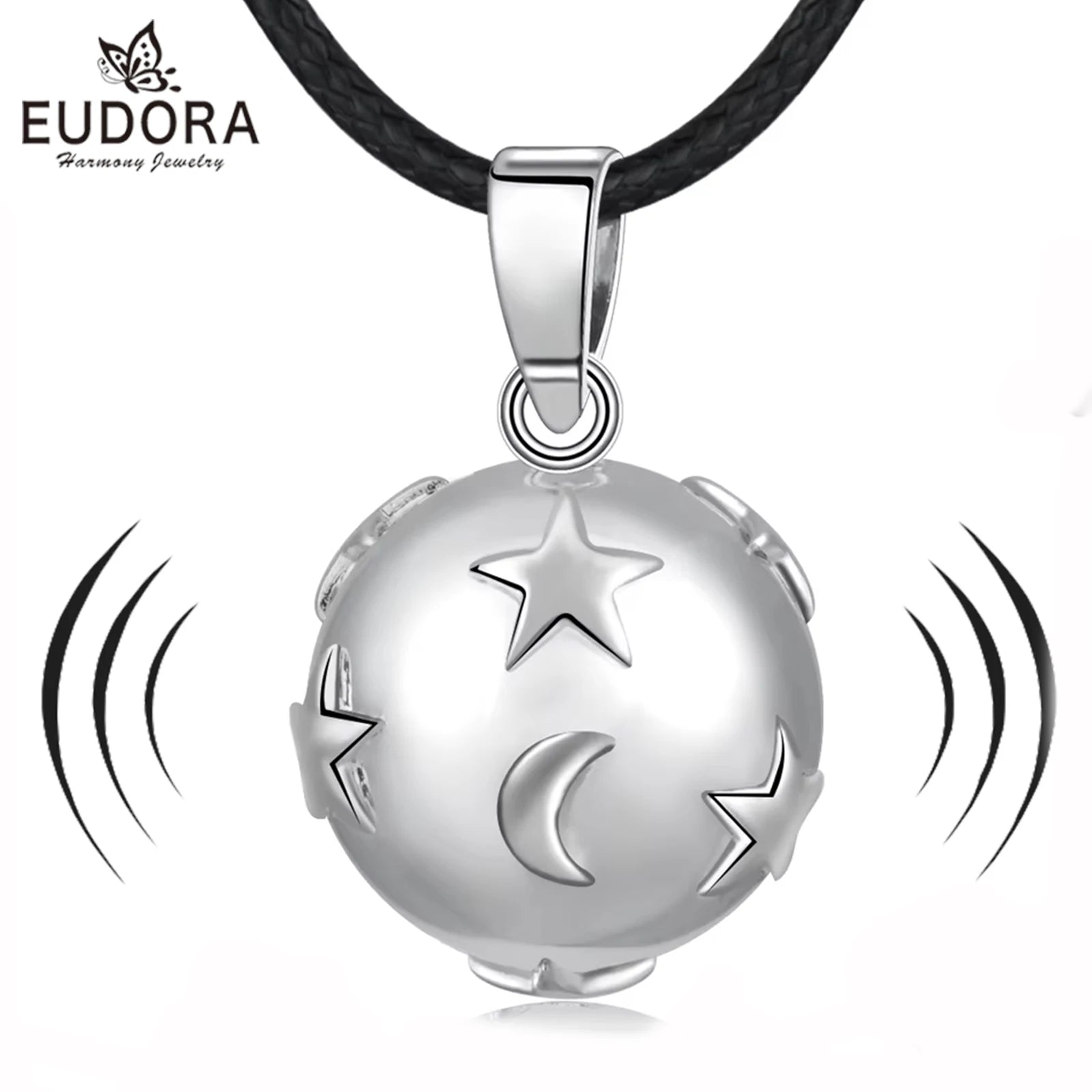 Eudora Bola de Grossesse Necklace Star Moon Angel Caller Musical Bell Pendant DIY Maternity Jewelry for Pregnant Women Gift