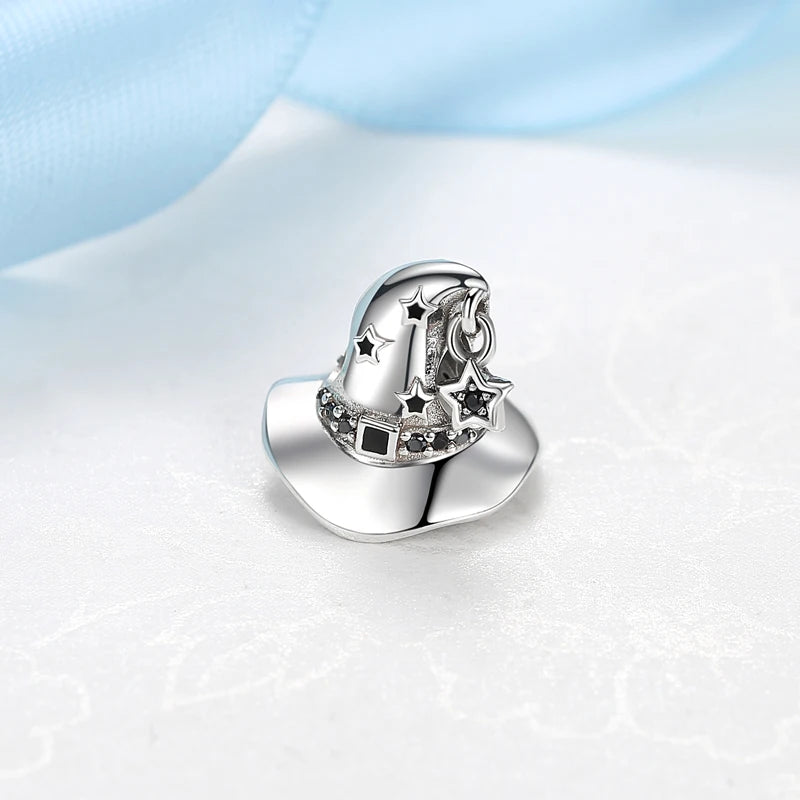 Original 925 Sterling Silver Charms Beads Wizard Hat Dragon Charm Halloween Fit Brand Bracelets Necklaces Women DIY Jewelry