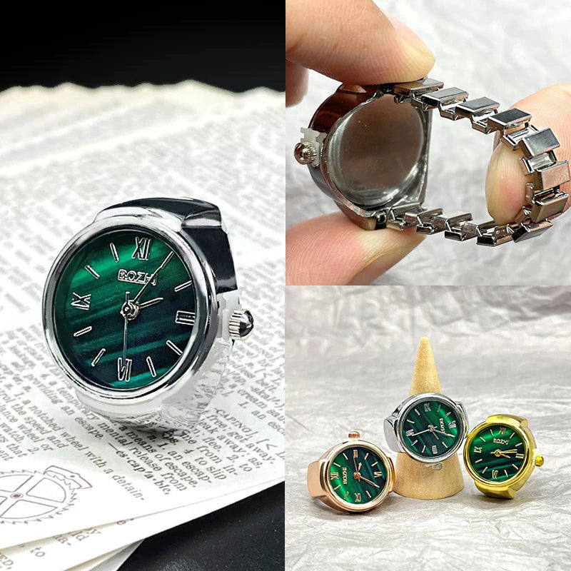 Kiss Jewelry Green Digital Quartz Finger Watch Rings for Women Men Couple Punk Elastic Band Mini Watch Ring Teens Clock anillos - Madeinsea©