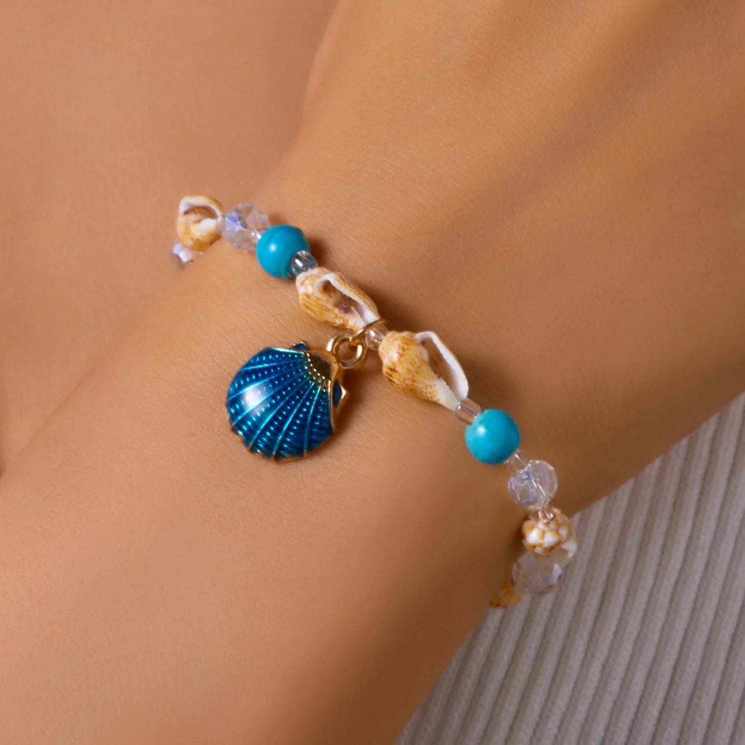 Bohemian Beach Sea Shell Conch Starfish Bracelet For Women Girl Fashion Adjustable Beaded Bangles Summer Party Jewelry Gifts