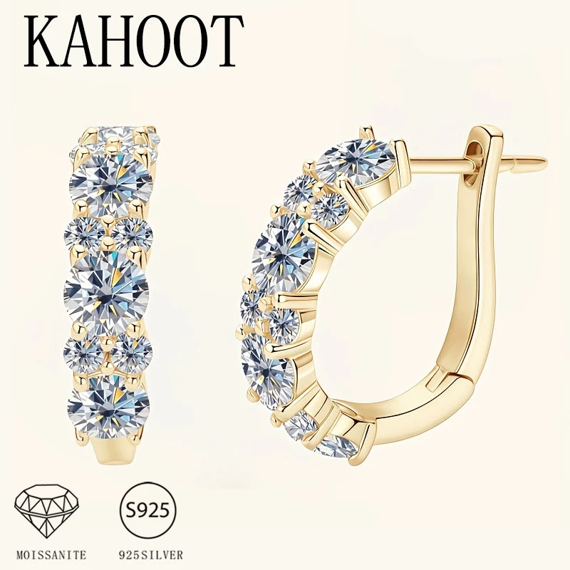 925 Sterling Silver Moissanite Earrings - Simple, Elegant, Classic, Versatile, High-Quality, Suitable for Both Men and Women