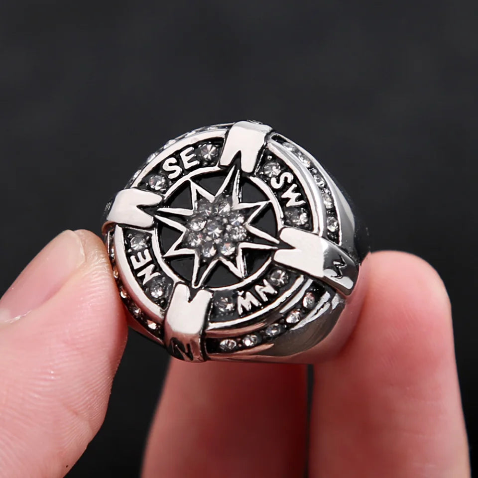 Vintage Stainless Steel Compass Ring For Men and Women - Madeinsea©