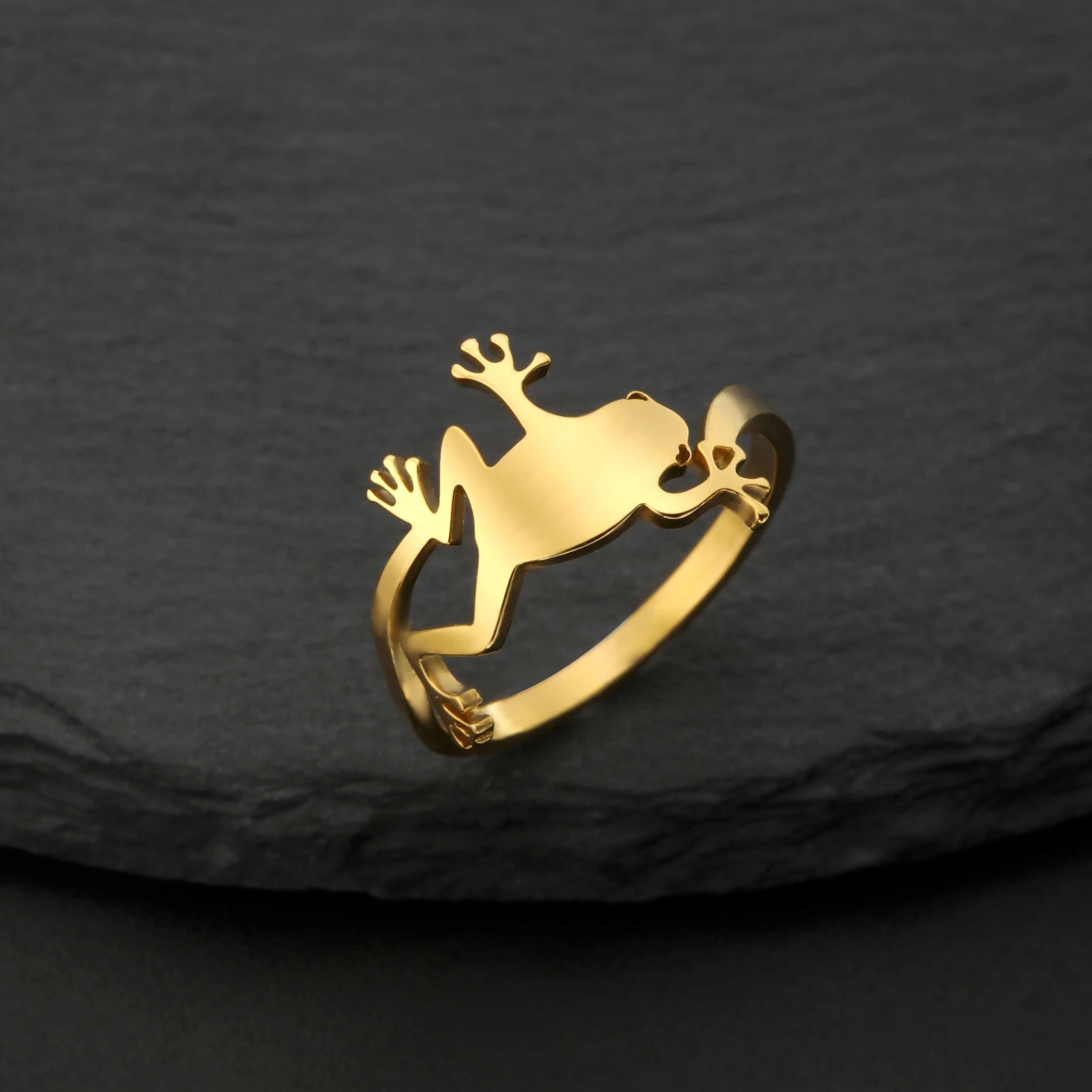 Dreamtimes Hiphop Funny Frog Anillo Bohemia Ring for Women Artistic Design Retro Unisex Female Statement Stainless Steel Jewelry