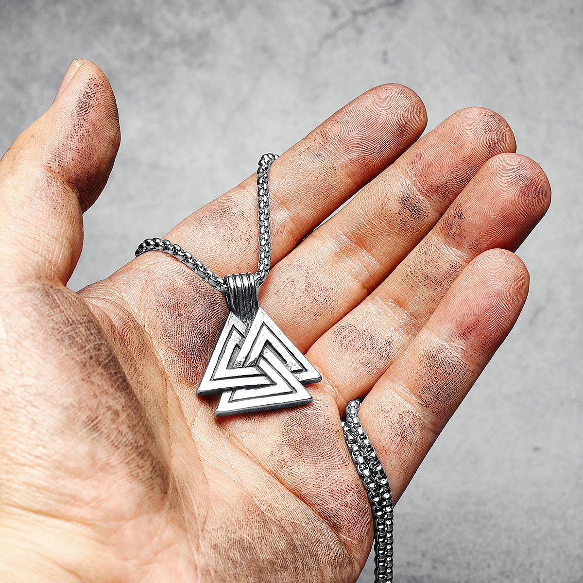 Odin Triangle Men Necklaces 316L Stainless Steel Nordic Mythology Viking Pendant Chain Punk Rap for Boyfriend Male Jewelry Gift