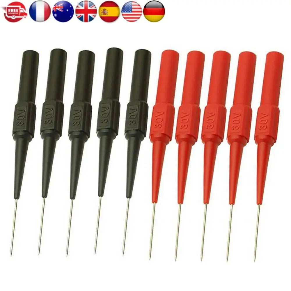 10pcs Insulation Piercing Needle Sensitive Non-destructive Multimeter Test Probes Accurate Acupuncture Car Tool for Banana Plug