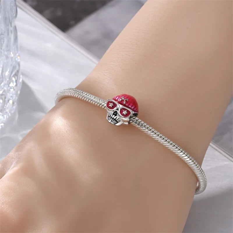 New 925 Sterling Silver Skeleton Clown Witch Halloween Series Pendant Fit Original Pandor Bracelet Snake Chain Beaded Women Gift