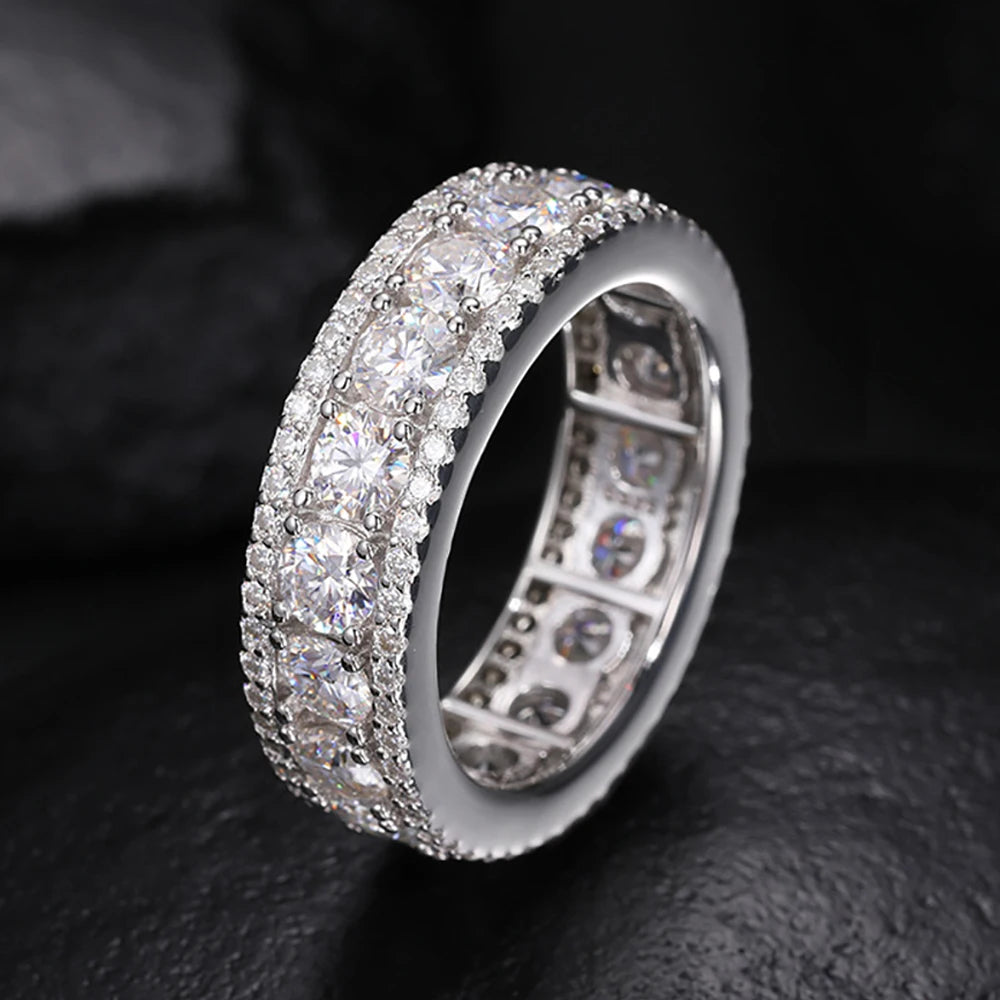 Serenity 4mm D Color all Moissanite Rings for Women Men 100% S925 Sterling Silver Plated 18K Hip Hop Trend Ring Fine Jewelry GRA