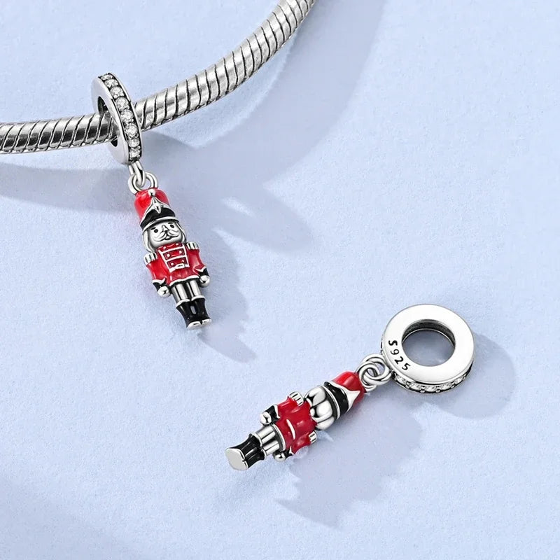 Red Uniform Soldier Pendant Original Real 925 Sterling Silver Charm Bead Fit Original Bracelet Necklace DIY Jewelry Gift