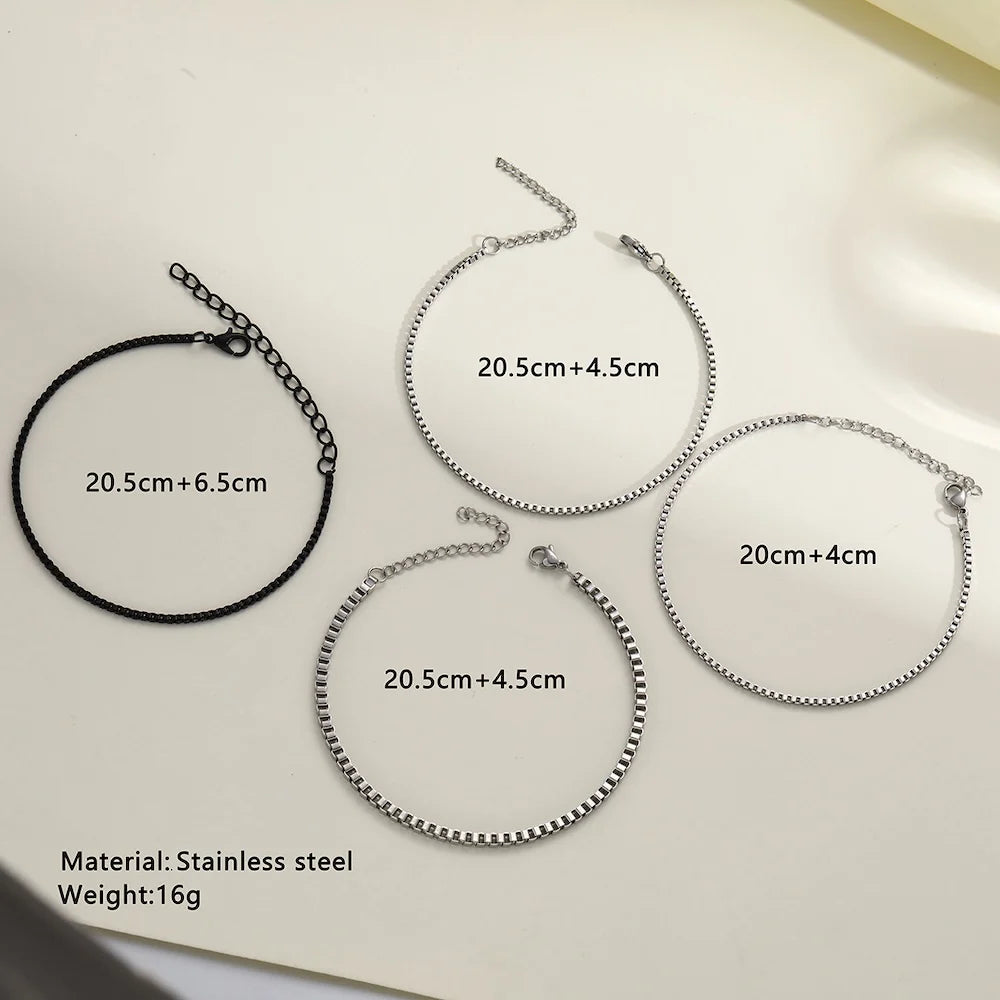 Simple Stainless Steel Multi-layer Chain Men Bracelet Retro Box Chain Bracelet Fashion Jewelry Fashion Women Accessories Gifts