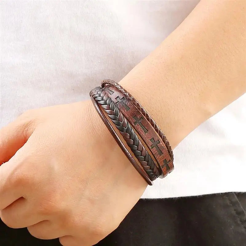 Fashionable Leather Bracelet For Men Vintage Handwoven Hip-Hop Punk Bracelets Hand Jewelry Gifts Dropshipping Wholesale