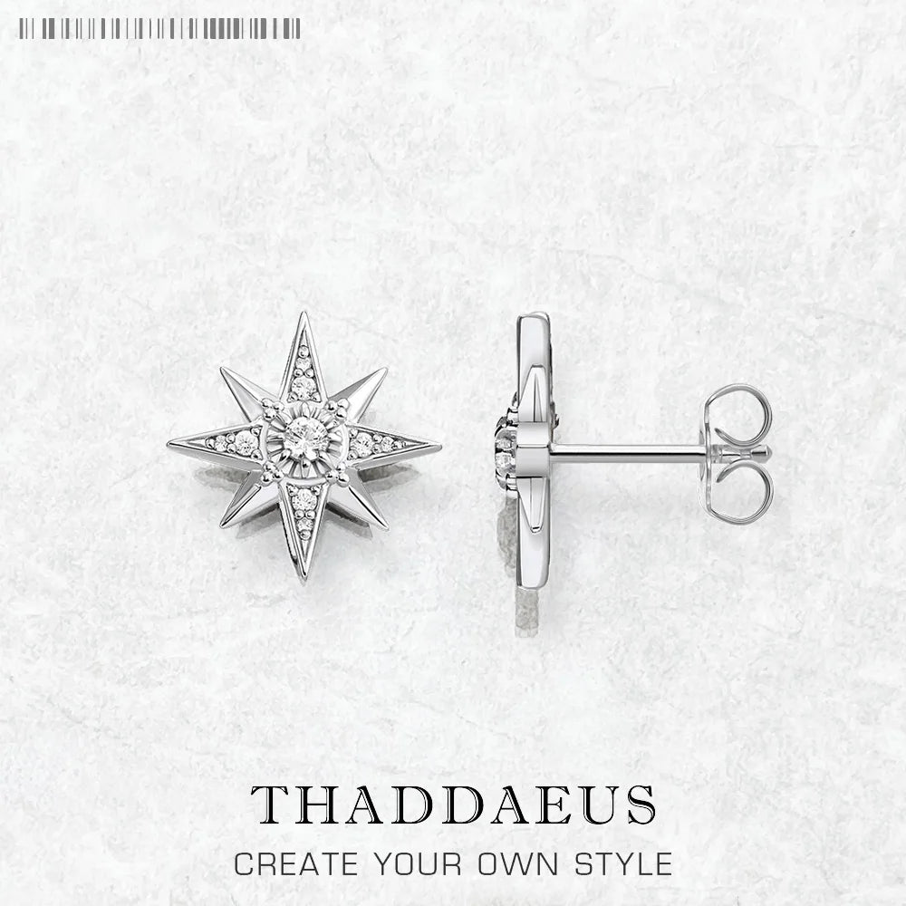 Magic Star Studs Earrings Europe Style Fine Jewerly For Women Vintage Handcrafted Gift In 925 Sterling Silver - Madeinsea©