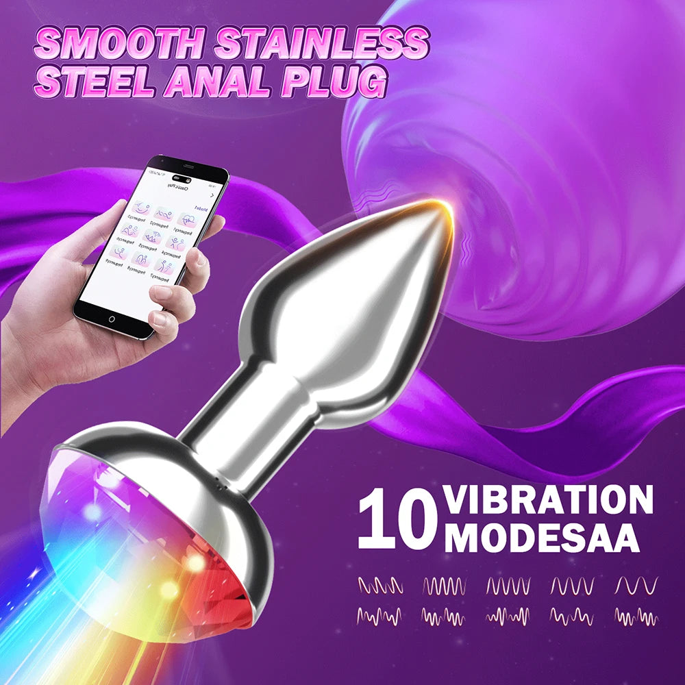 Anal Vibrator Wireless Control Female Vagina Masturbator Butt Plug Men Prostate Massager LED Colorful Light Sex Toys for Women