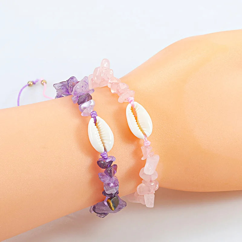 Bohemian Sea Shell Beads Bracelets For Women Handmade Irregular Stone Beaded Bangles Beach Party Friendship Jewelry Gift