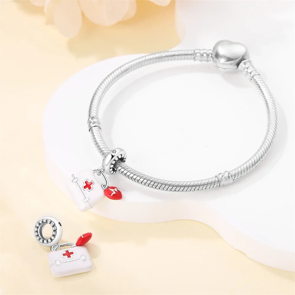 925 Sterling Silver Career Series- Doctor Teacher Art Music Charm Bead Fit Original Bracelet for Women Jewelry Making