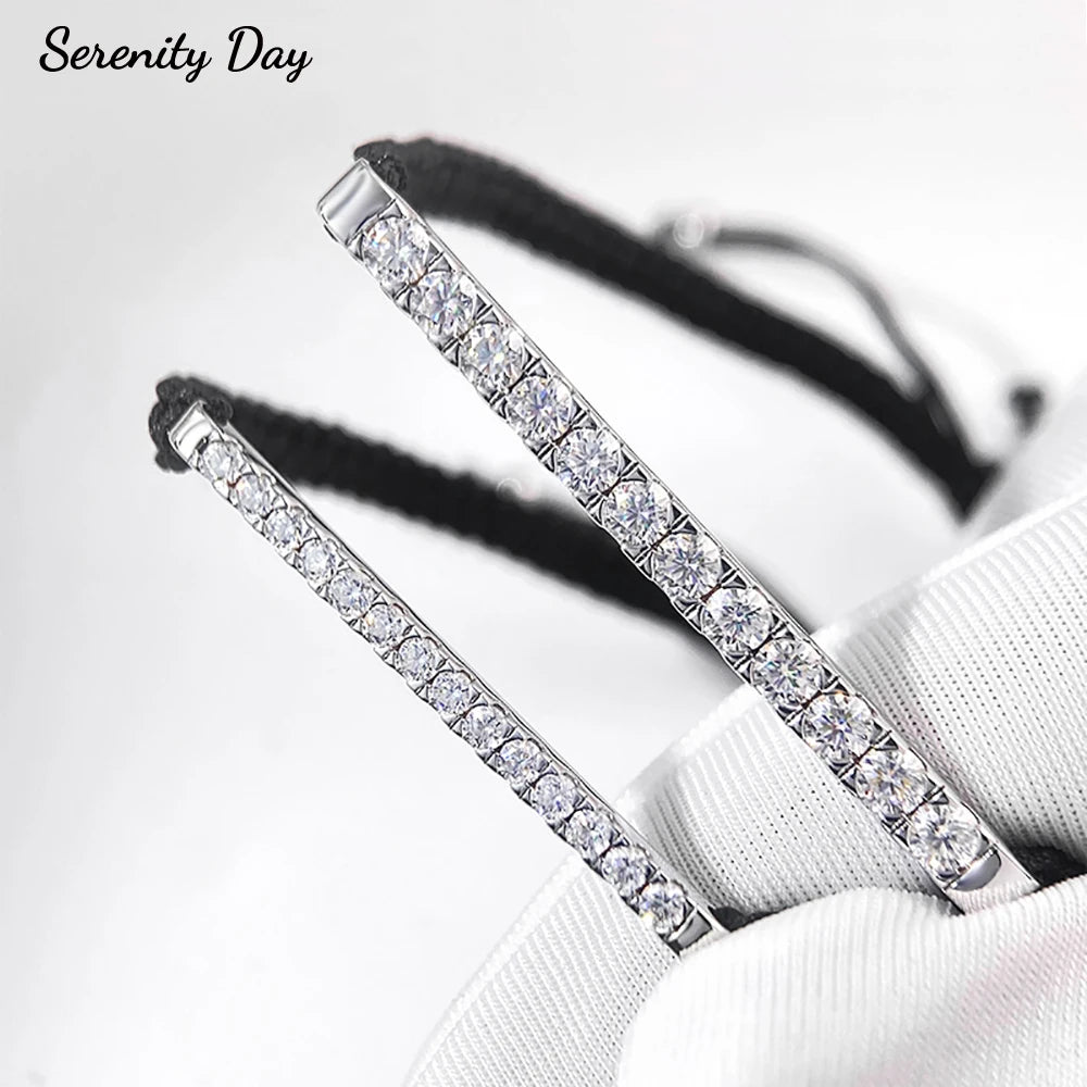 Serenity 2mm 3mm D Color Moissanite Bracelet Braided-rope for Women Men 100% S925 Sterling Silver Adjustable Hand Chain Jewelry - Madeinsea©