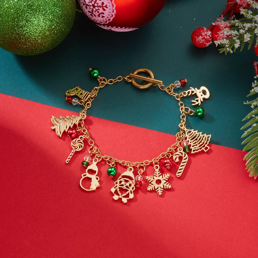 Holiday Jewelry Versatile Christmas Bracelet Christmas Tree Pendant Creative Santa Claus Bracelet For Christmas Season Fashion