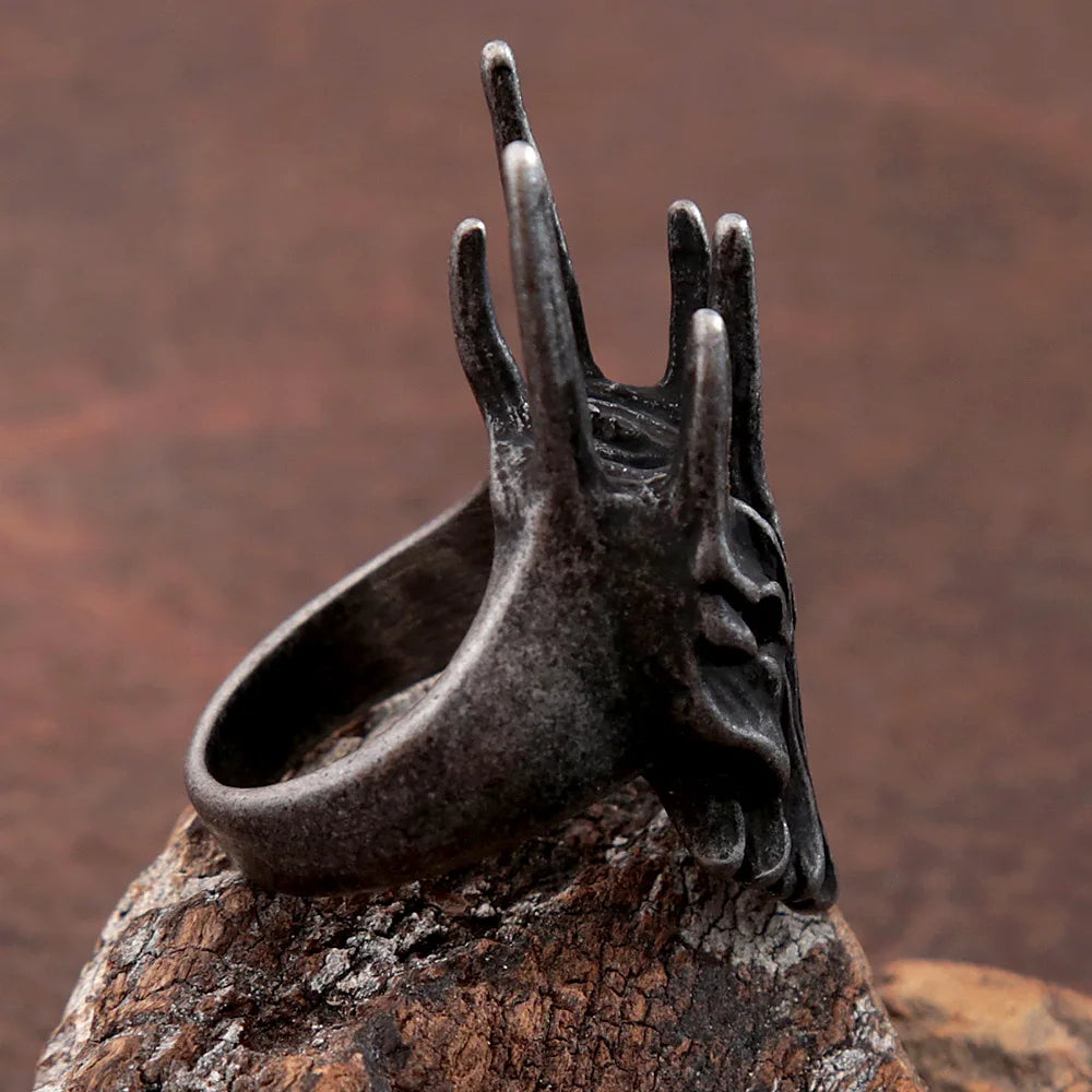 Vintage Black Helm of Sauron Stainless Steel Ring - Madeinsea©