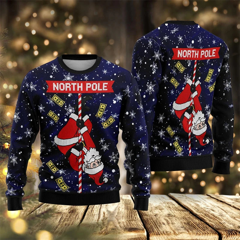 2026 New Santa Claus Graphic Ugly Christmas Sweater Fashion Autumn Streetwear 3D Printed Sweatshirts Loose Breathable Pullovers