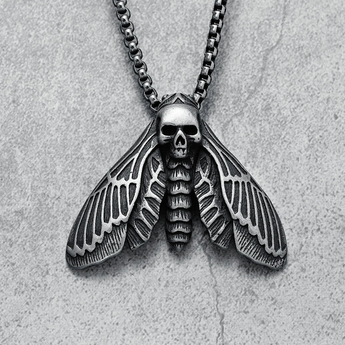 Moth Skull Necklace Men Vintage Pendant Chain 316L Stainless Steel Retro Punk Hip Hop Rap for Biker Male Jewelry Gift Wholesale