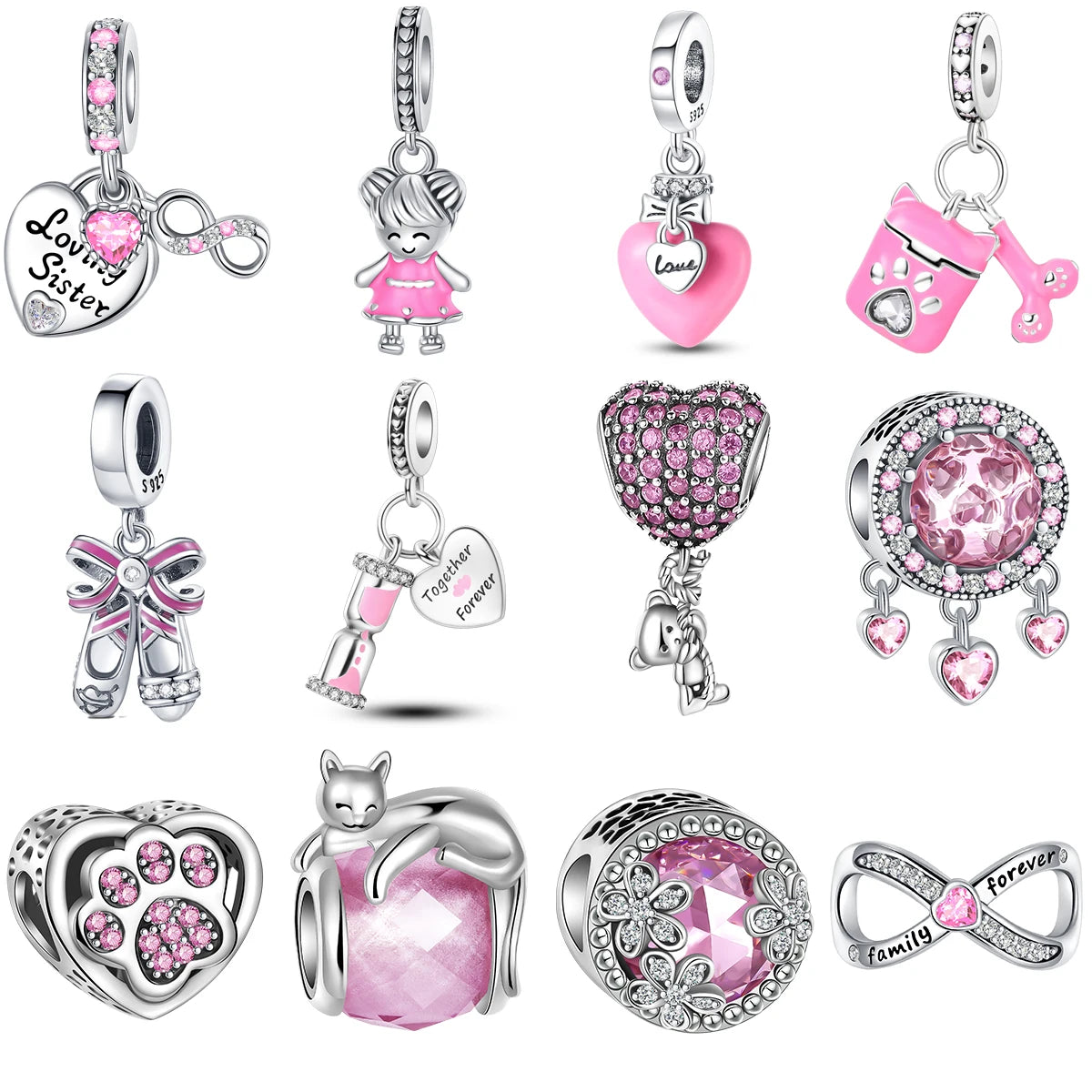 925 Sterling Silber Liebe Mädchen Kopfhörer Bär Tier Serie Fit Original Pandora Charm Armband Frauen Schmuck DIY Geschenk