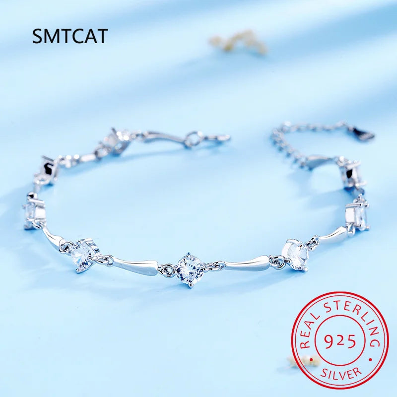 Round Natural Amethyst 925 Sterling Silver Bracelet for Women Fashion Purple Gemstone Statement Jewelry Pulseiras De Prata
