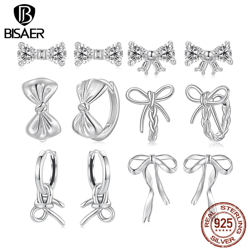 BISAER 925 Sterling Silver Mermaid Stud Earrings Blue Gradient Enamel process Stud Ear for Women Party Fine Jewelry Holiday Gift