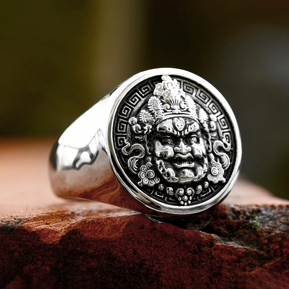 Bagues Jambhala vintage en acier inoxydable jaune pour hommes et femmes, bague bouddhiste Kylin hautement polie, amulette religieuse, bijoux cadeaux