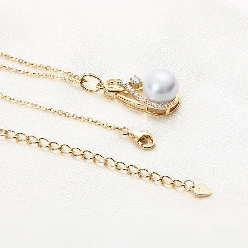 OXTAO Moissanite Infinite Pendant Necklace 9.5-10mm Tahitian Black Pearl/Natural Freshwater Pearl for Women Sterling 925 Silver