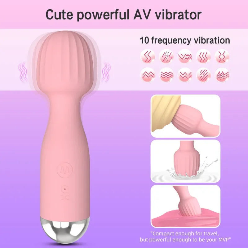 10 Vibrator Modes Strong Vibration Mini Magic Stick USB Charging Massager Clitoris G-Spot Vibrators Sex Toy For Women Adults 18