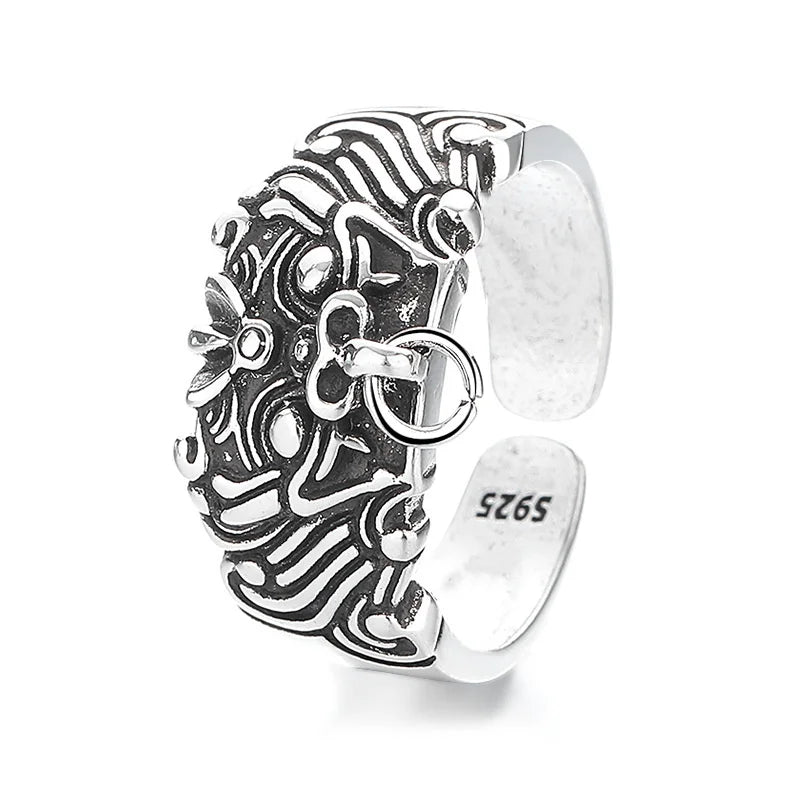 New Arrival Retro Beast Taotie Ring for Men Jewelry Open Size Dominant Personalized 925 Silver Ring Male Finger Accessories