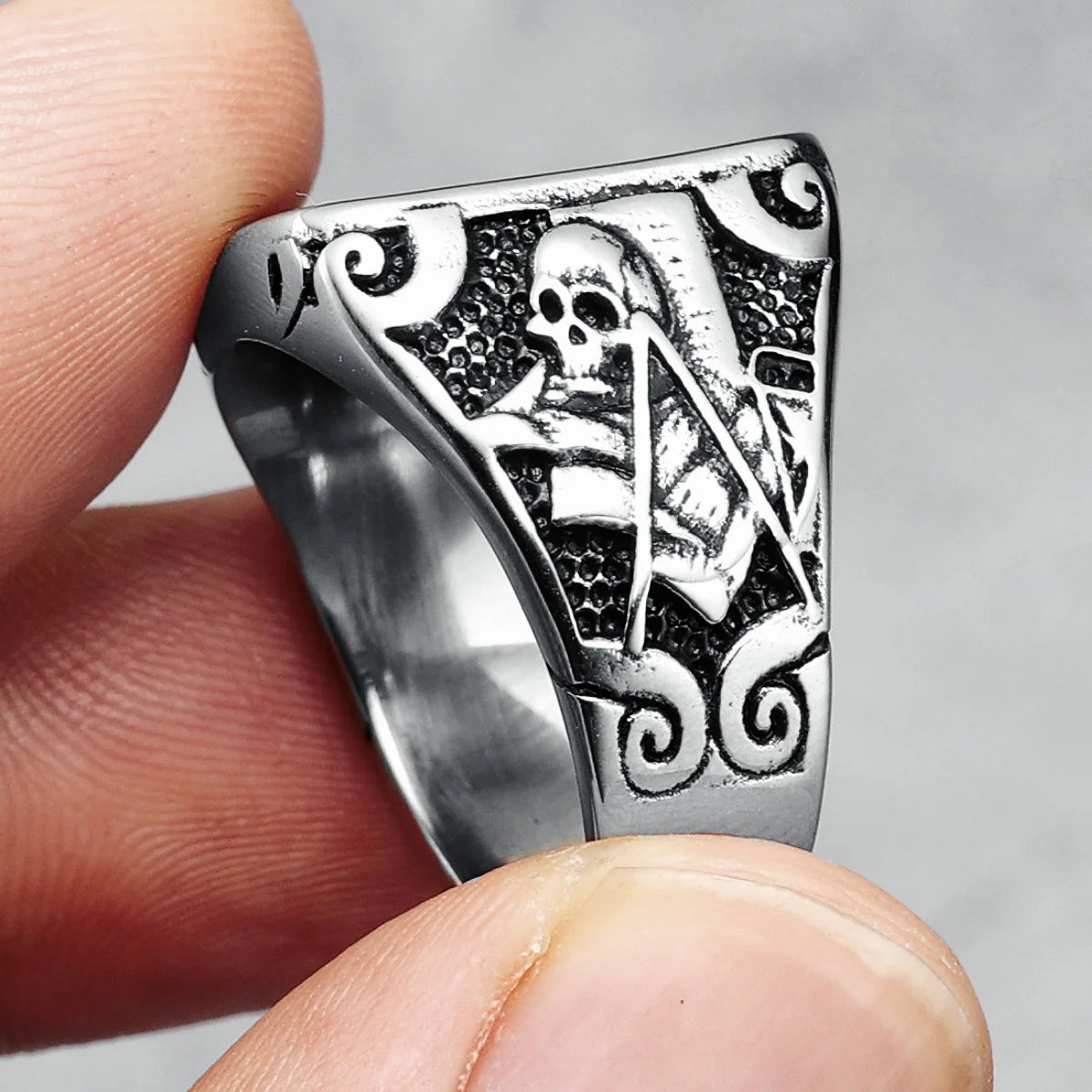 Bague crâne maçonnique en acier inoxydable 316L pour homme, squelette, franc-maçonnerie, rock pour cavalier, petit ami, bijoux, meilleur cadeau, livraison directe