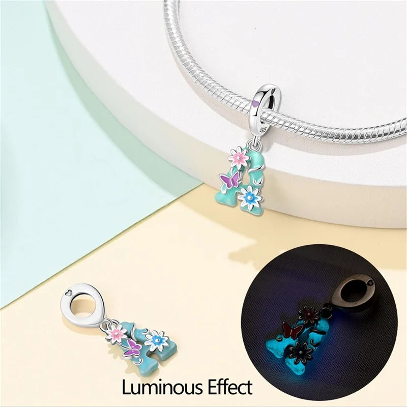 100% 925 Sterling Silver Dragonfly Butterfly Luminous Insect Charms Beads Fit 3mm 925 Original Bracelets DIY Party Jewelry