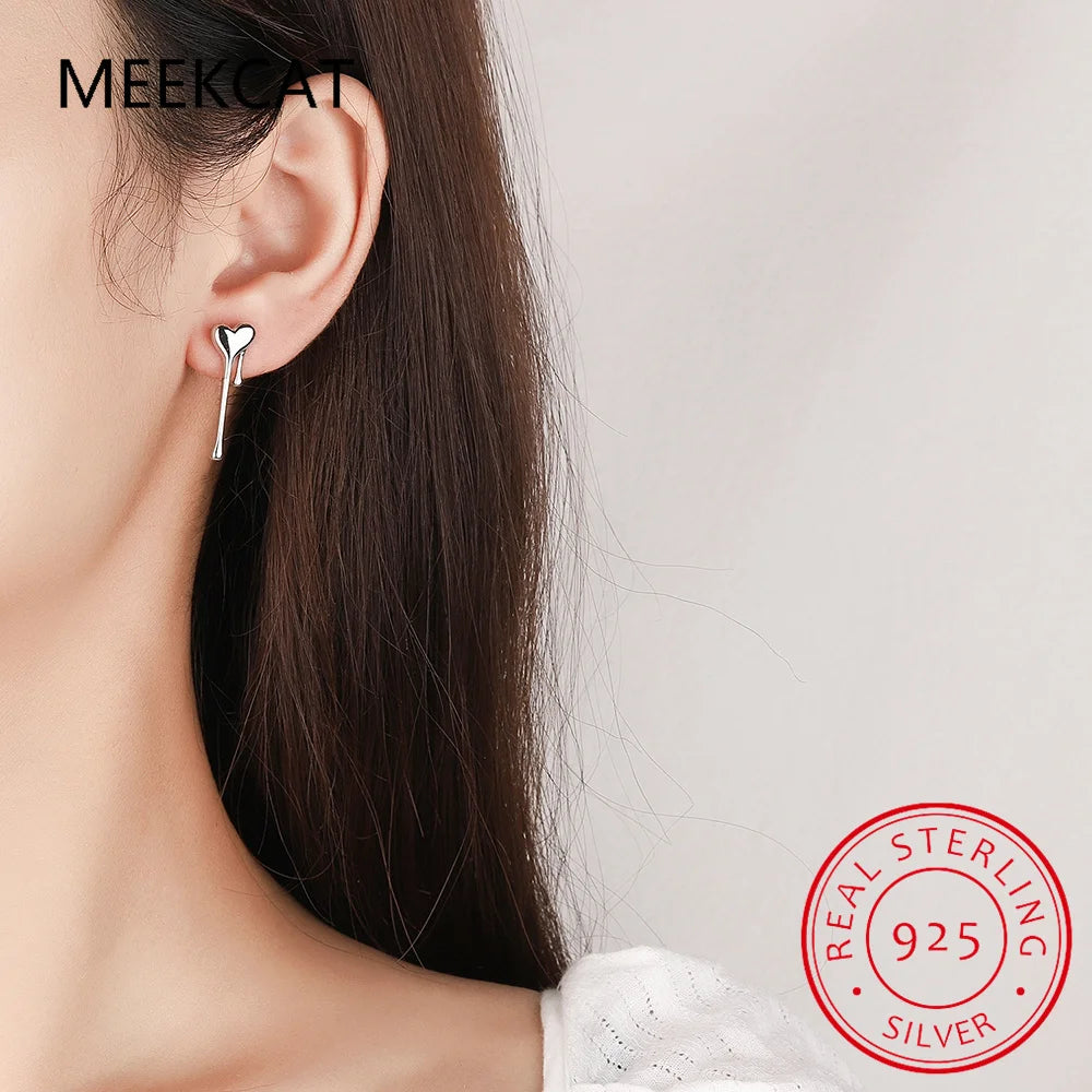 925 Sterling Silver Fashion Asymmetric Romantic Heart Stud Earring For Women Wedding Party Fine Jewelry Brincos de Prata DA2324