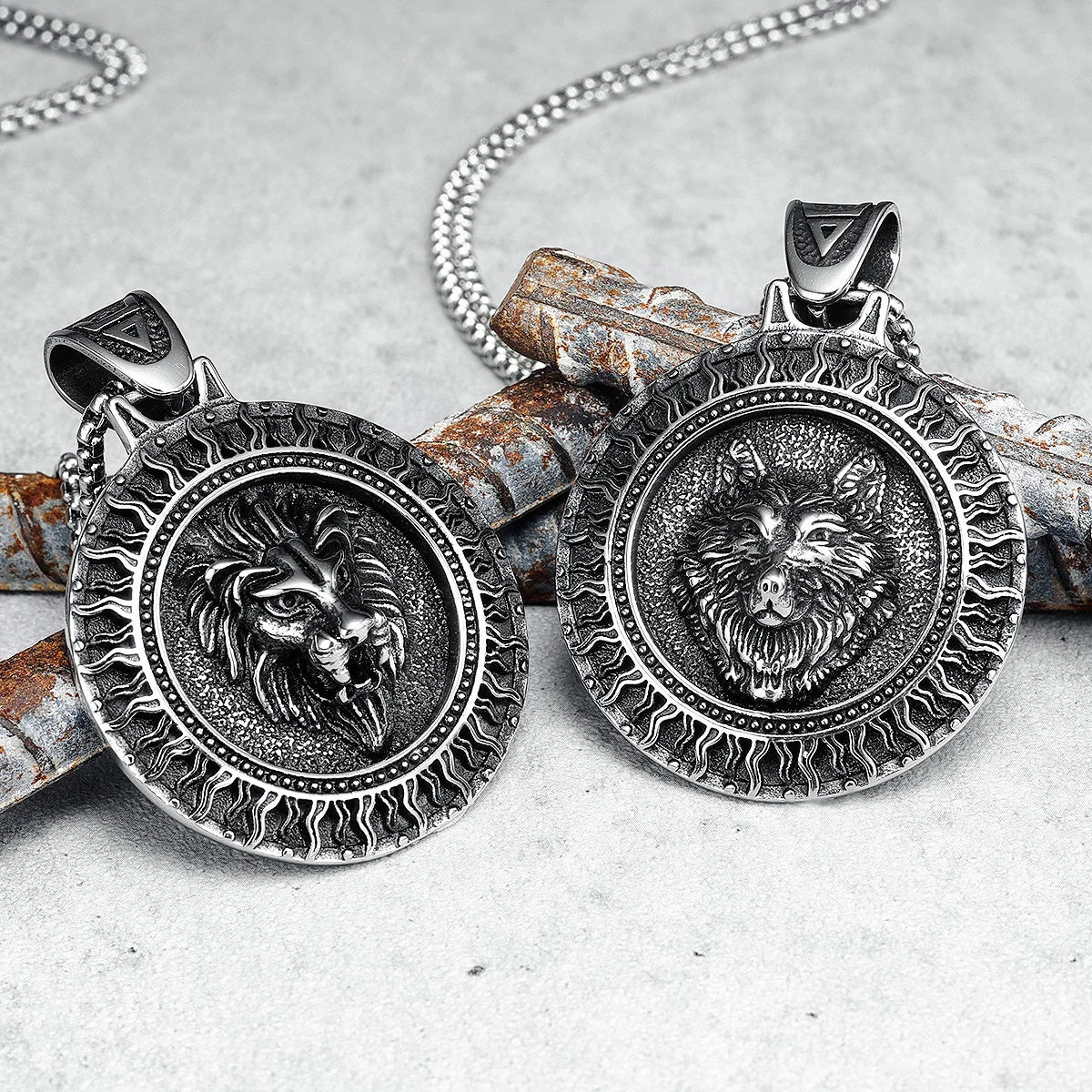 Colliers majestueux lion en acier inoxydable 316L pendentif loup sauvage pour hommes chaîne sauvage Rock Punk Rap pour petit ami bijoux masculins meilleur cadeau