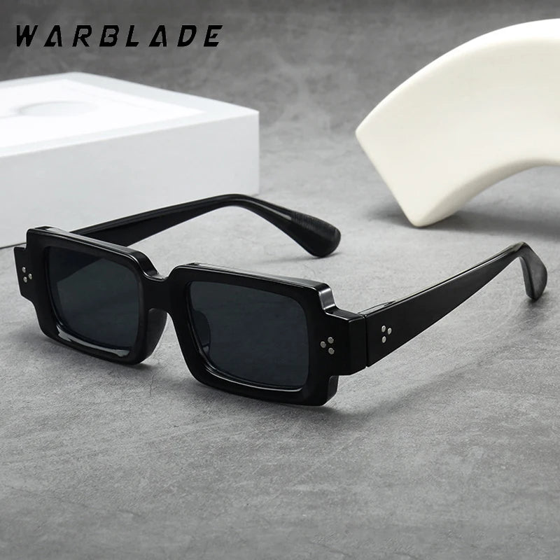 Lunettes de soleil rectangulaires rétro de nouvelle marque de luxe pour hommes, rivets Y2K Punk, nuances UV400, mode femmes, verres transparents, monture de lunettes