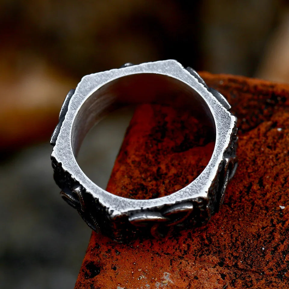 Stainless Steel Vintage Square Shape Ring For Men - Madeinsea©