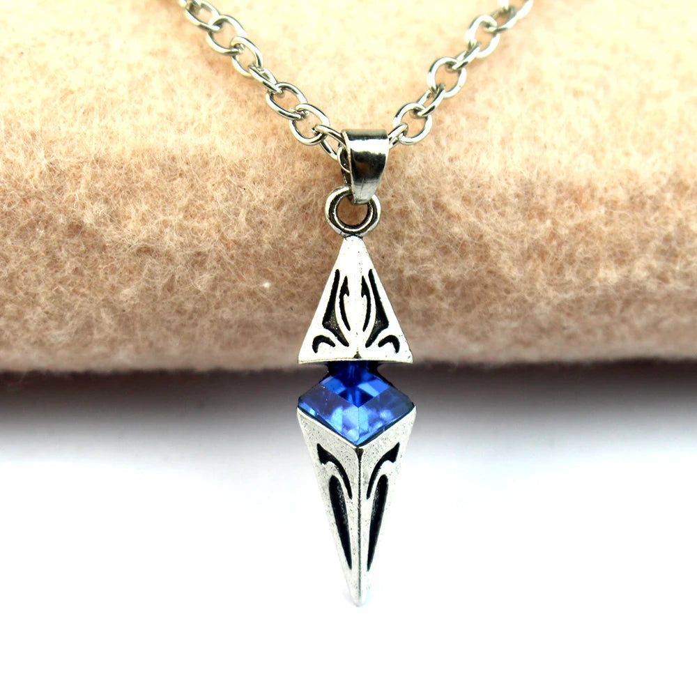 Chic Blue Stone Necklaces for Men Retro Hip Hop Alloy Geometric Pendant Collar,Valentine's Birthday Party Gift for Him