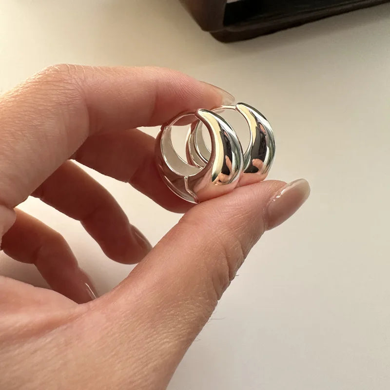 Ohrringe aus 925er Sterlingsilber für Damen, trendiger, schlichter Kreis, handgefertigter Ohrring, Schmuck, Allergieprävention, Party-Accessoires