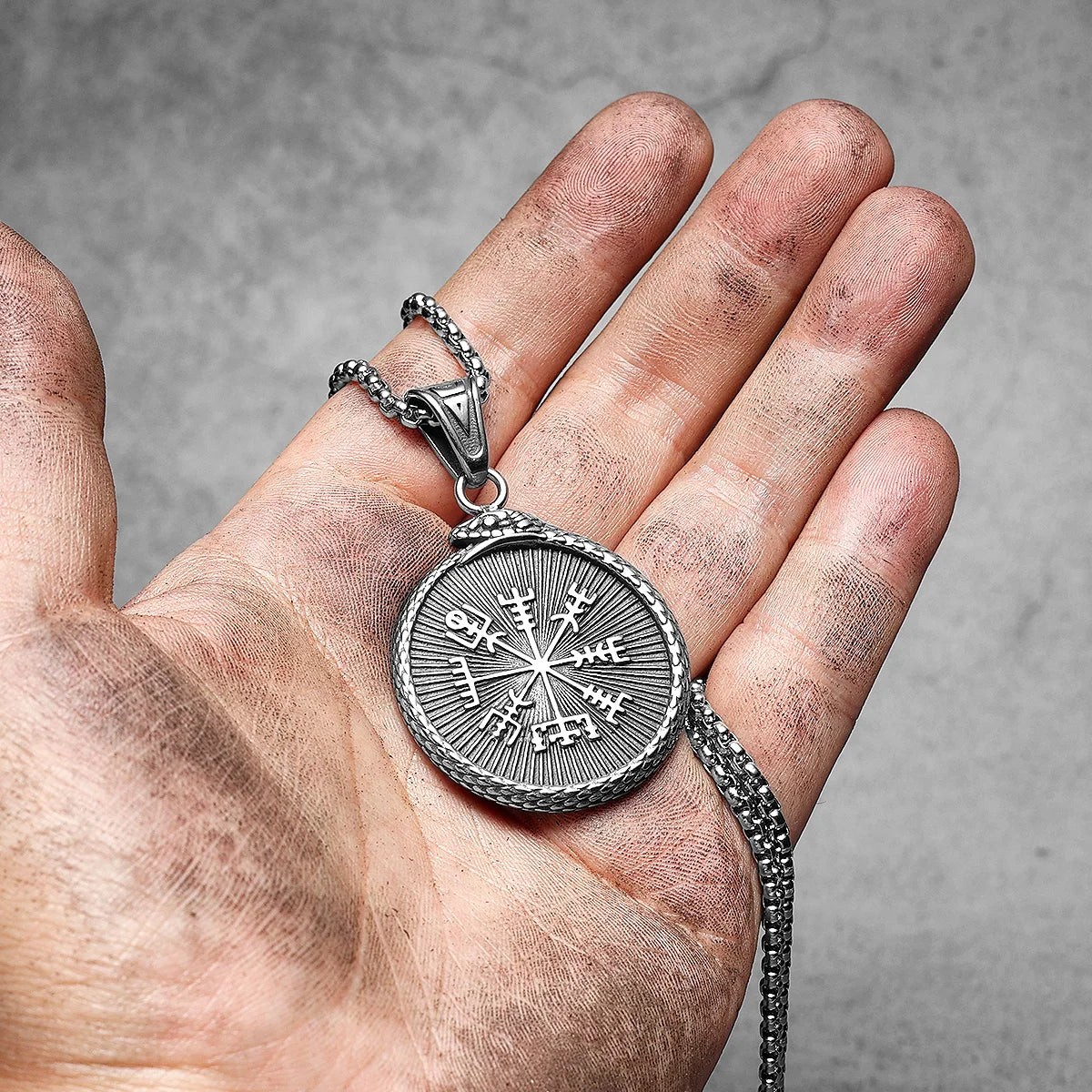 Viking Triangle Men Necklaces Stainless Steel Nordic Mythology Odin Runes Pendant Chain Punk Rap for Boyfriend Male Jewelry Gift