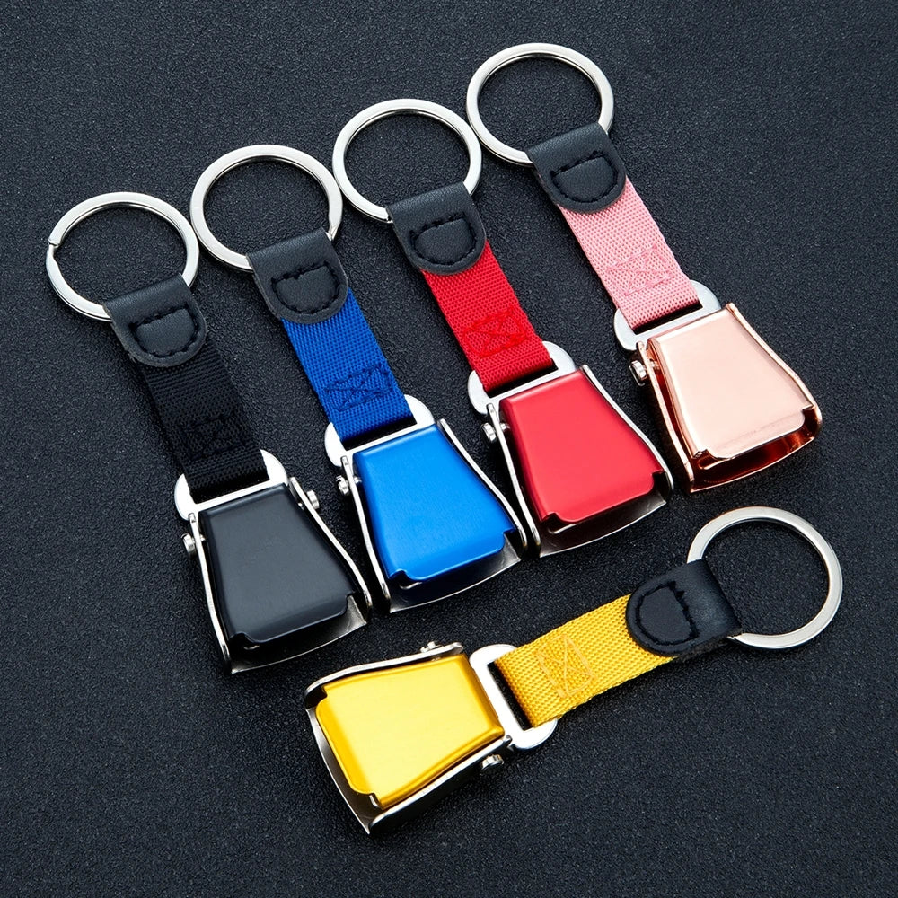 MKENDN Abnehmbarer Mini-Sicherheitsgurt-Schlüsselanhänger mit Flugzeugschnalle für Flugzeuge, Fluggesellschaften, kleines Geschenk für Luftfahrtbegeisterte, individuelles Logo