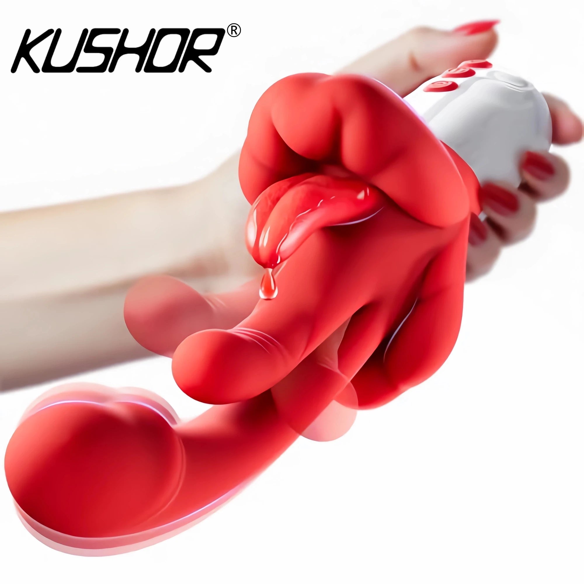 KUSHOR 5 IN 1 Dildo Vibrator for Women Swings Tongue G Spot Clitoral Stimulator Vaginal Massage Female Masturbator Adult Sex Toy